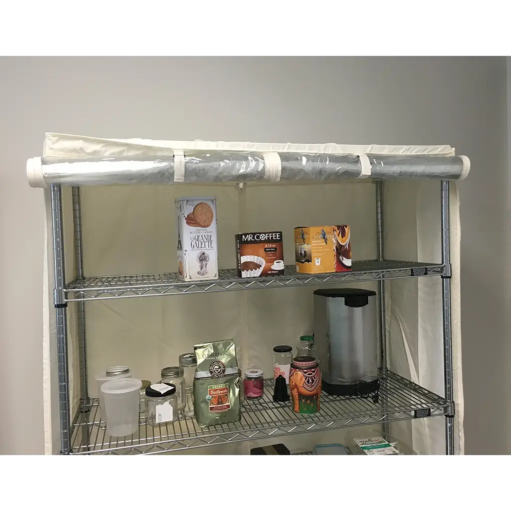 Storage Shelving Unit Cover, fits racks 36"W x 18"D x 72"H one side see through panel in Off White