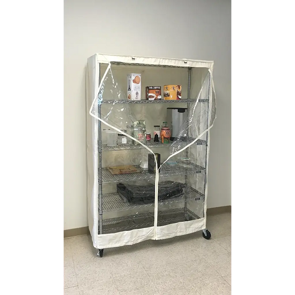 Storage Shelving Unit Cover, fits racks 36"W x 18"D x 72"H one side see through panel in Off White
