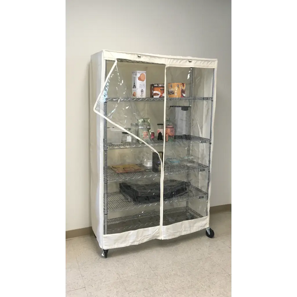 Storage Shelving Unit Cover, fits racks 36"W x 18"D x 72"H one side see through panel in Off White