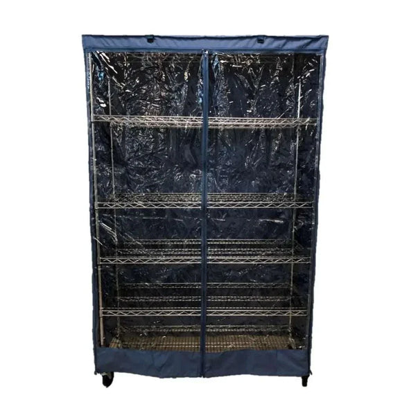 Storage Shelving Unit Cover, fits racks 48"W x 18"D x 72"H one side see through panel in Dusty Blue
