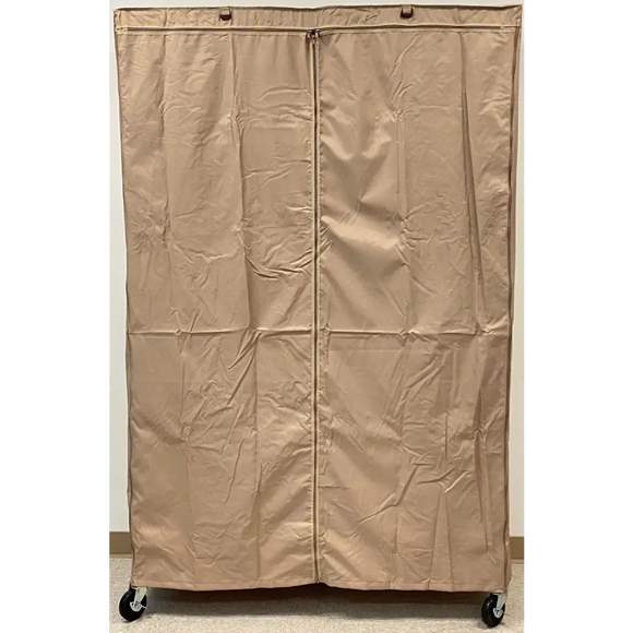Storage Shelving Unit Cover, fits racks 48"W x 18"D x 72"H one side see through panel in Beige Khaki