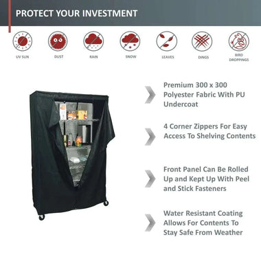 Storage Shelving Unit Cover, fits racks 48"W x 24"D x 72"H in Black - 0