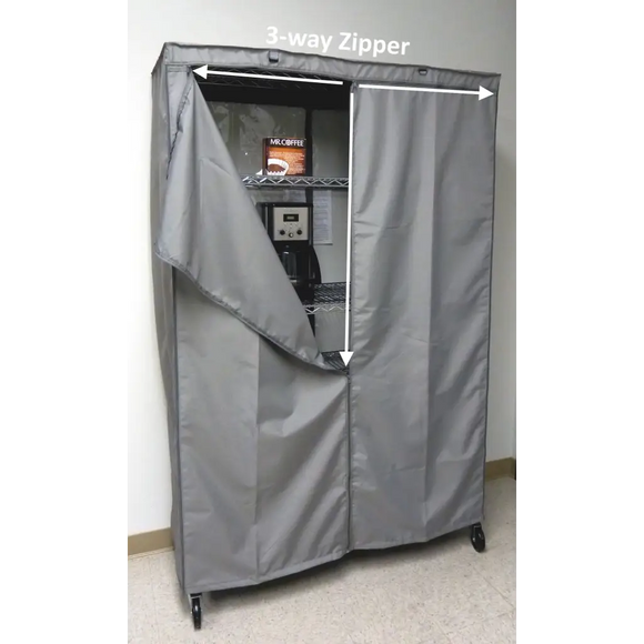 Storage Shelving Unit Cover, fits racks 48"W x 24"D x 72"H in Grey