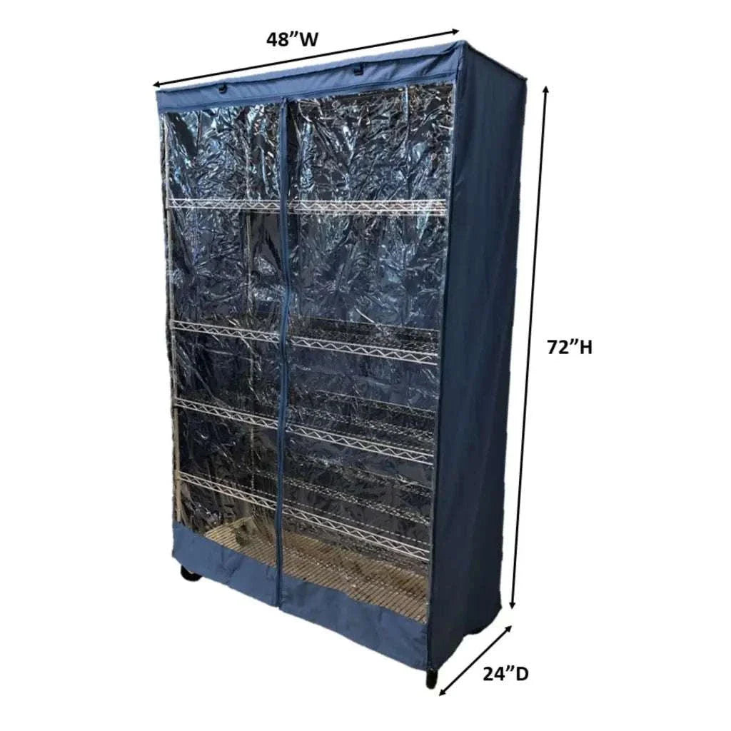 Storage Shelving Unit Cover, fits racks 48"W x 24"D x 72"H one side see through panel in Dusty Blue