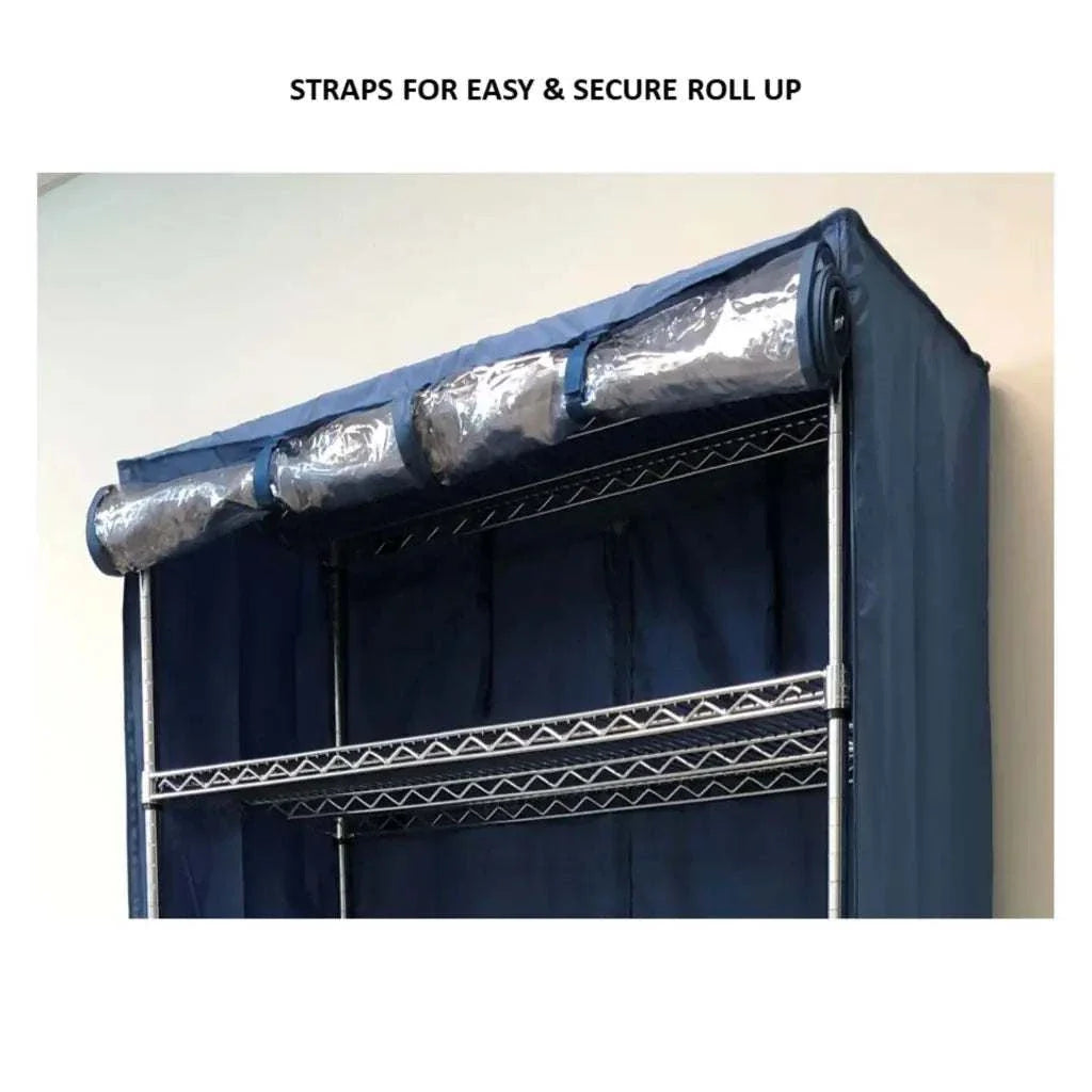 Storage Shelving Unit Cover, fits racks 48"W x 24"D x 72"H one side see through panel in Dusty Blue