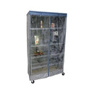 Storage Shelving Unit Cover, fits racks 48"W x 24"D x 72"H one side see through panel in Grey and Dusty Blue Trim-2