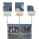 Storage Shelving Unit Cover, fits racks 48"W x 24"D x 72"H one side see through panel in Grey and Dusty Blue Trim-4