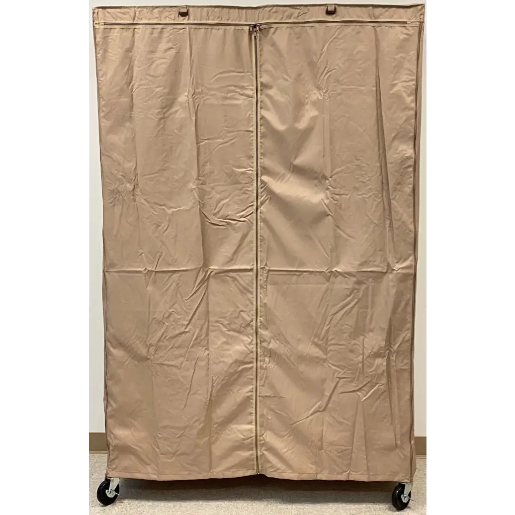 Storage Shelving Unit Cover, fits racks 48"W x 24"D x 72"H one side see through panel in Beige Khaki