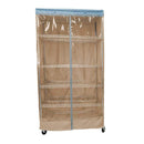 Storage Shelving Unit Cover, fits racks 48"W x 24"D x 72"H one side see through panel in Beige Khaki and Blue Trim-1