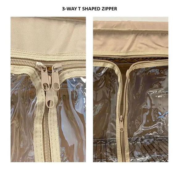 Storage Shelving Unit Cover, fits racks 48"W x 24"D x 72"H one side see through panel in Beige Khaki