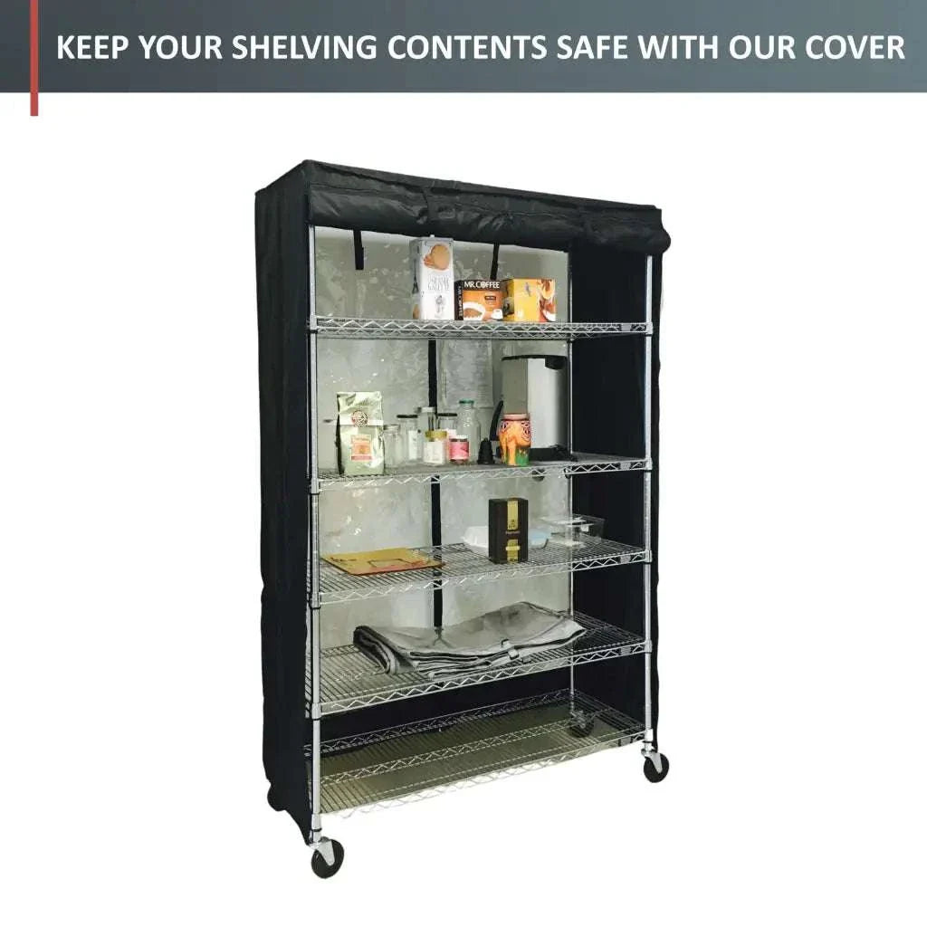 Storage Shelving Unit Cover, fits racks 60"W x 24"D x 72"H in Black