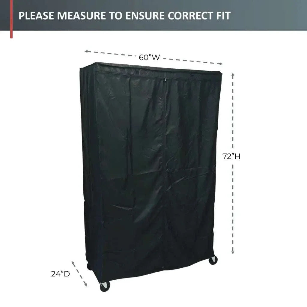 Storage Shelving Unit Cover, fits racks 60"W x 24"D x 72"H in Black