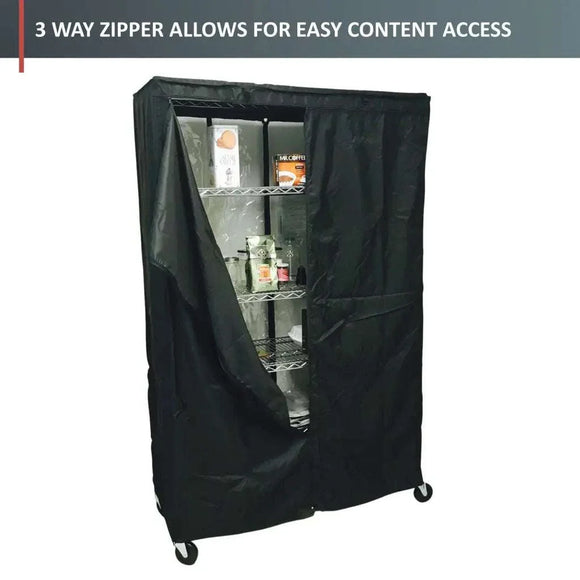 Storage Shelving Unit Cover, fits racks 60"W x 24"D x 72"H in Black