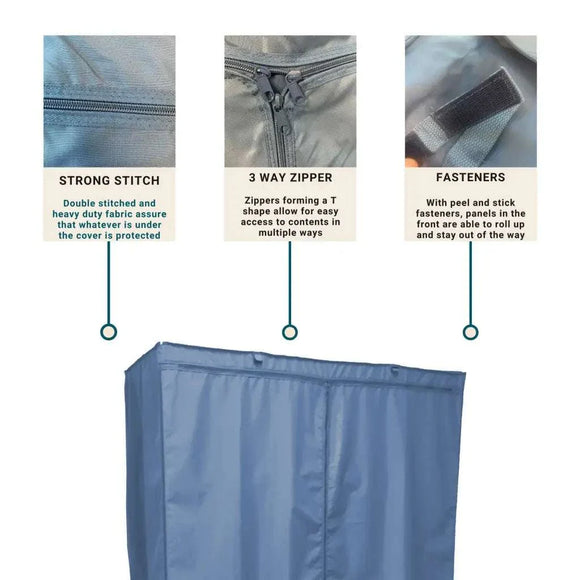 Storage Shelving Unit Cover, fits racks 60"W x 24"D x 72"H in Dusty Blue