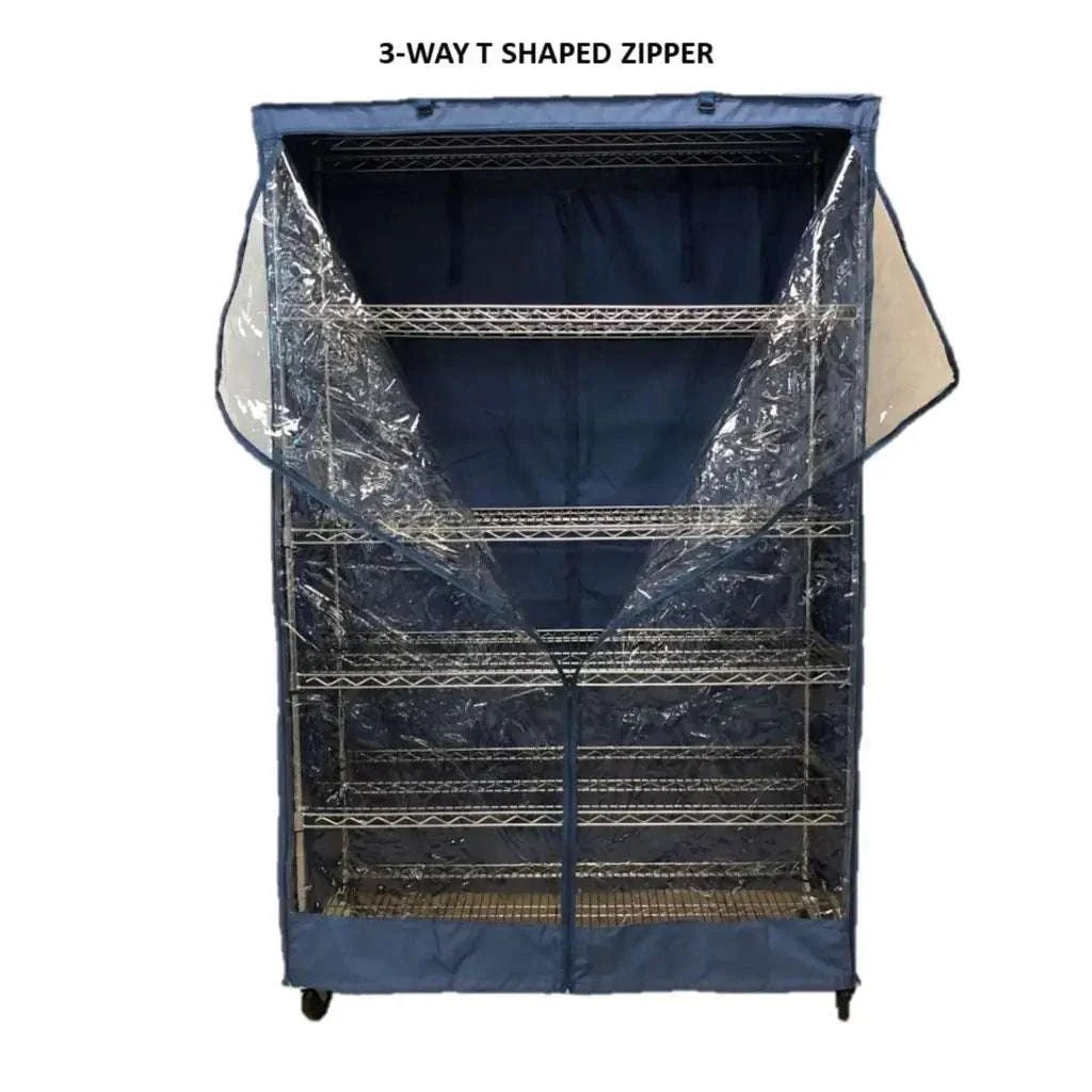 Storage Shelving Unit Cover, fits racks 60"W x 24"D x 72"H one side see through panel in Dusty Blue