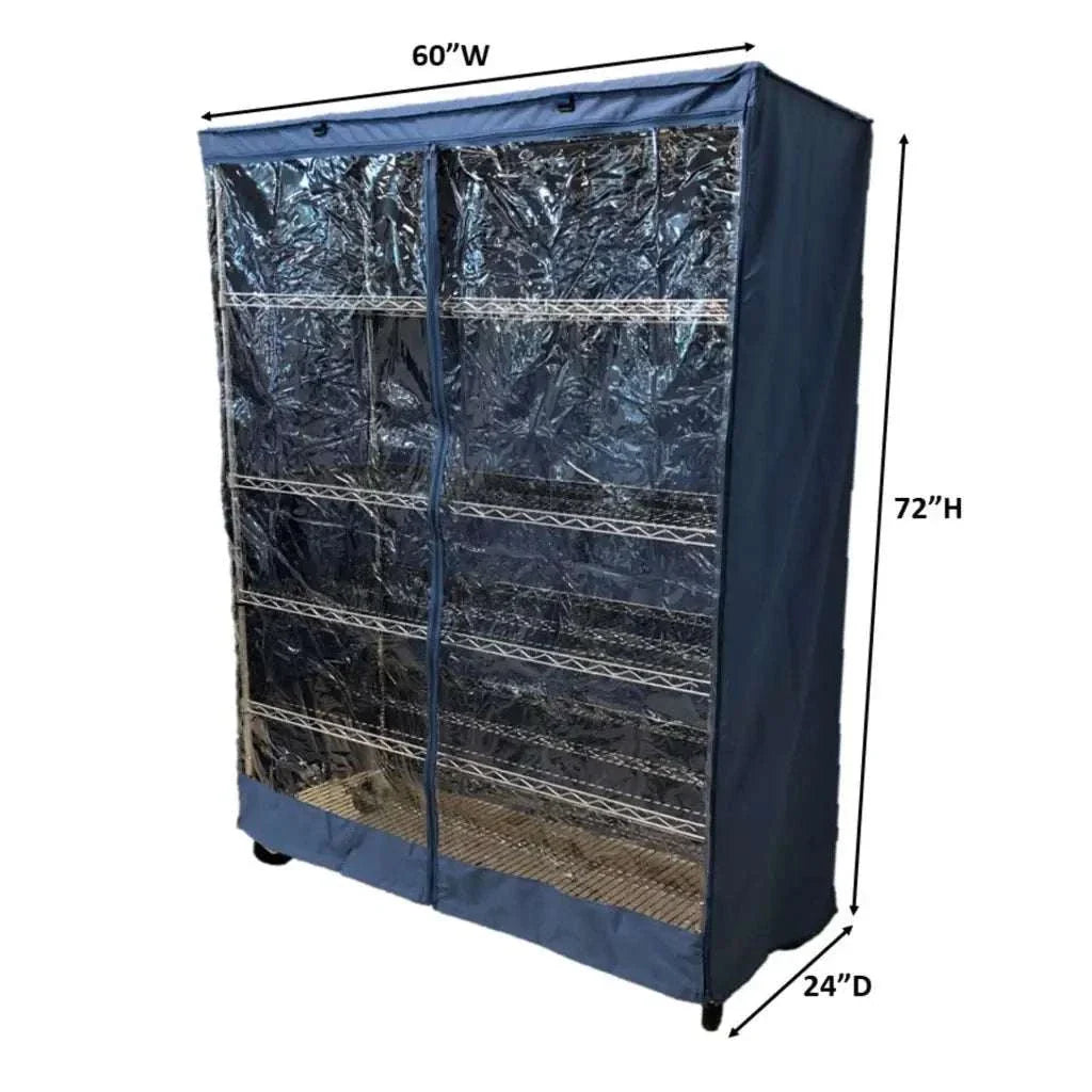 Storage Shelving Unit Cover, fits racks 60"W x 24"D x 72"H one side see through panel in Dusty Blue - 0
