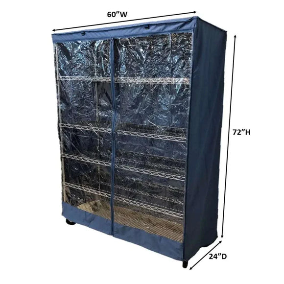 Storage Shelving Unit Cover, fits racks 60"W x 24"D x 72"H one side see through panel in Dusty Blue