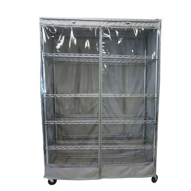 Storage Shelving Unit Cover, fits racks 60"W x 24"D x 72"H one side see through panel in Grey
