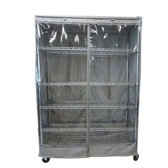 Storage Shelving Unit Cover, fits racks 60"W x 24"D x 72"H one side see through panel in Grey
