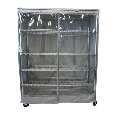 Storage Shelving Unit Cover, fits racks 72"W x 18"D x 72"H one side see through panel in Grey