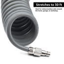 Polyurethane Coiled Air Hose Kit - 1/4" x 30 ft | with Air Compressor Fittings-4