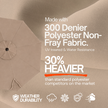 9ft Market Patio Umbrella 8 Rib Replacement Canopy Taupe - 0