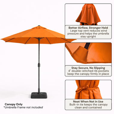 9ft Market Patio Umbrella 6 Rib Replacement Canopy Terracotta - 0