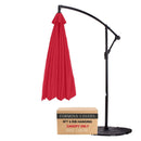 9 ft Cantilever Hanging Umbrella 6 Rib Replacement Canopy Red-1
