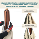9ft Cantilever Hanging Umbrella 8 Rib Replacement Canopy Taupe-8
