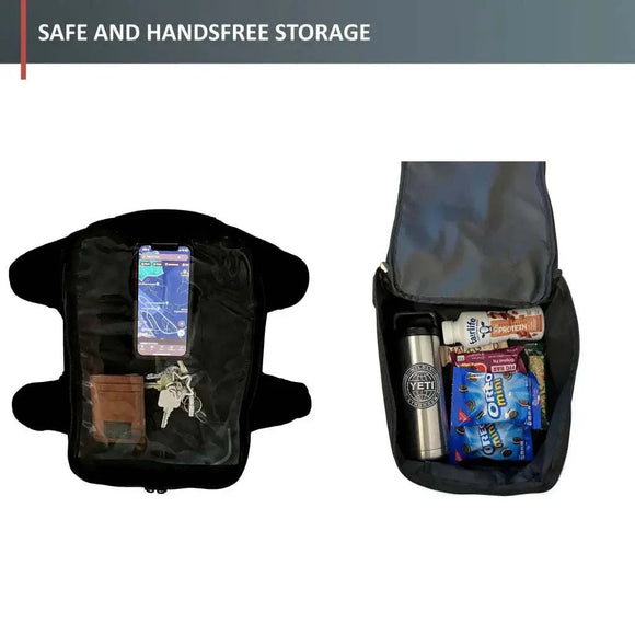 Water-Resistant, Magnetic Motorcycle Tank Bag with Window: Black, Universal Fit, 10 Liter Capacity