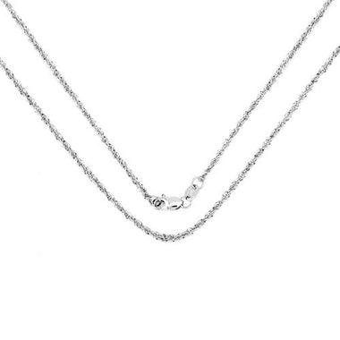 14K White Gold 18inch 1.5mm Lite Rope Chain with Lobster Clasp - 0