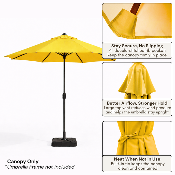 9ft Market Patio Umbrella 6 Rib Replacement Canopy Yellow Olefin