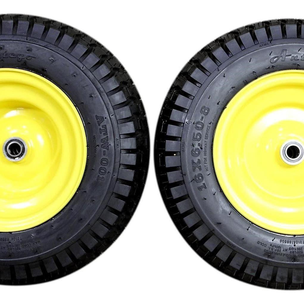 16x6.50-8 Tires & Wheels 4 Ply for Lawn & Garden Mower Turf Tires .75" Bearing (Set of 2).