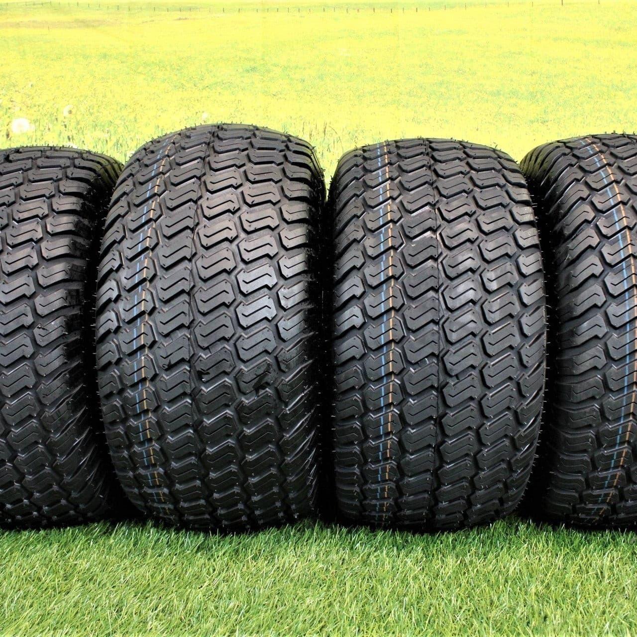 (Set of 4) Matte Black Wheels with 18x9.50-8 4 Ply Turf Tires for Golf and Lawn and Garden Equipment.