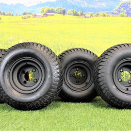 (Set of 4) Matte Black Wheels with 18x9.50-8 4 Ply Turf Tires for Golf and Lawn and Garden Equipment.