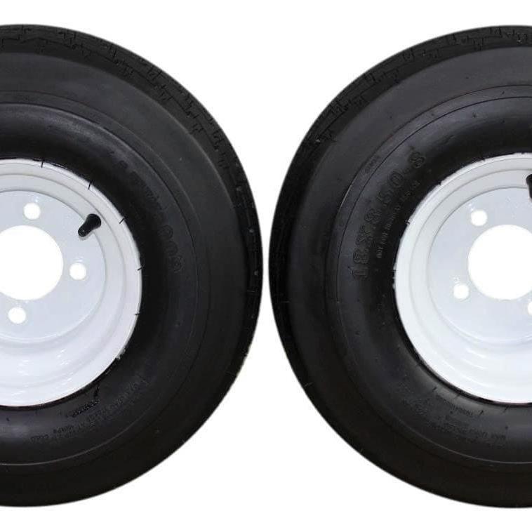 (Set of 2) 18x8.50-8 with 8x7 White Assembly for Golf Cart and Lawn Mower.