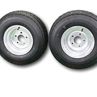 205/65-10 20.5x8.0-10 10 ply Load Range E Super Durable Antego Trailer Tire Wheel Assy - 5 Lug Galvanized Rim (Set of 2).