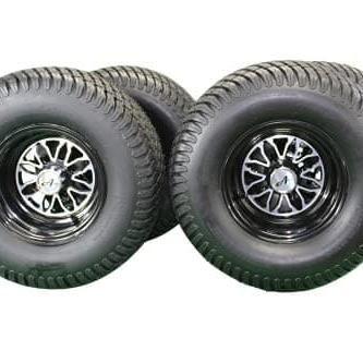 22x11.00-10 Turf tire with 10x7 Matte Black Wheels for Golf Cart (Set of 4).