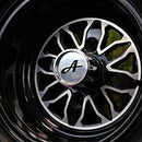 22x11.00-10 with 10x7 Fusion Glossy Black Wheels for Golf Cart (Set of 4).