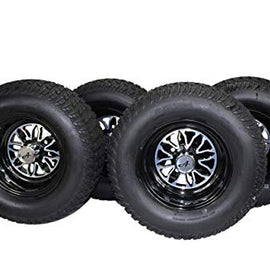 20x10.00-10 ATW-020 Turf Tires with 10x7 Fusion Glossy Black Wheels for Golf Carts (Set of 4).