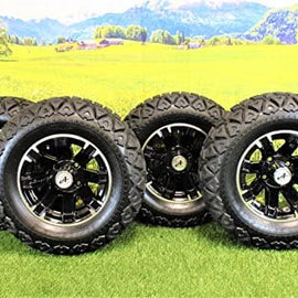 23x10.50-12 with 12x6 Black Aluminum Wheels for Golf/ATV/UTV (Set of 4).