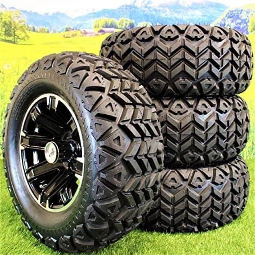 23x10.50-12 with 12x6 Black Aluminum Wheels for Golf/ATV/UTV (Set of 4).