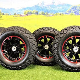 23x10.50-12 with 12x6 Black/Red Aluminum Wheels for Golf/ATV/UTV.