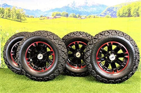 23x10.50-12 with 12x6 Black/Red Aluminum Wheels for Golf/ATV/UTV.