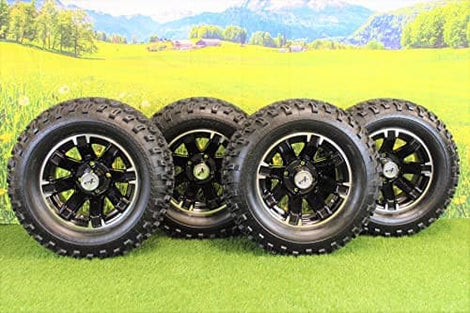 23X10.50-12 with 12x6 Black Aluminum Wheel and Tire Assembly for Golf Cart (Set of 4).