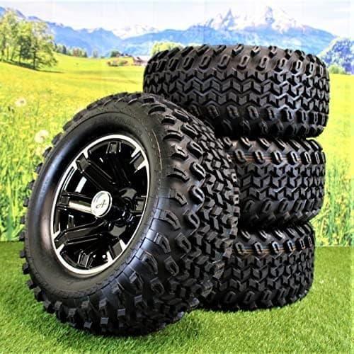 23X10.50-12 with 12x6 Black Aluminum Wheel and Tire Assembly for Golf Cart (Set of 4).