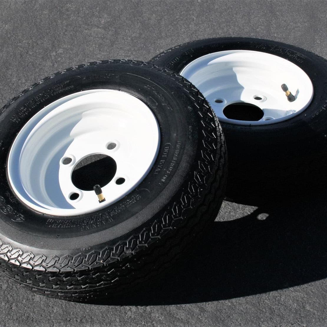 2-Pack Antego Trailer Tire On Rim 480-8 4.80-8 Load C 4 Lug White Wheel.