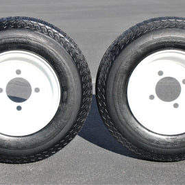 2-Pack Antego Trailer Tire On Rim 480-8 4.80-8 Load C 4 Lug White Wheel.