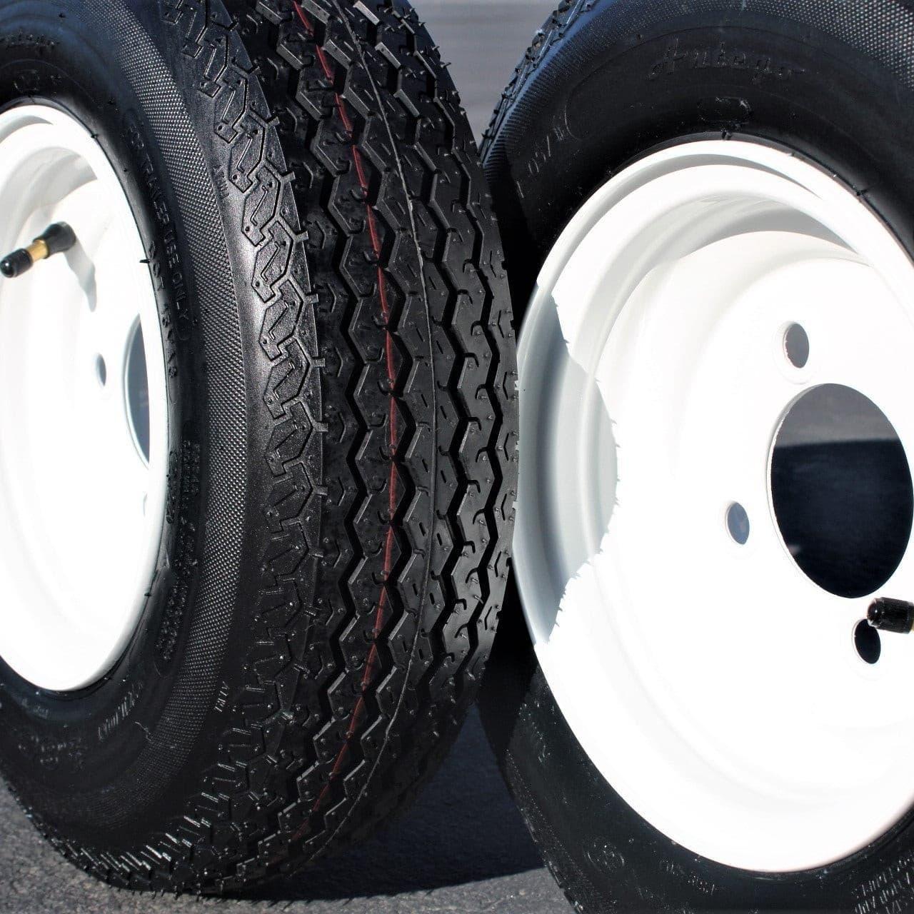 2-Pack Antego Trailer Tire On Rim 480-8 4.80-8 Load C 4 Lug White Wheel.