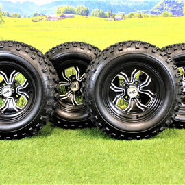 (Set of 4) 23x10.50-12 ATW-013 with 12x7 Black Fusion Golf Tire and Wheel Assemblies.